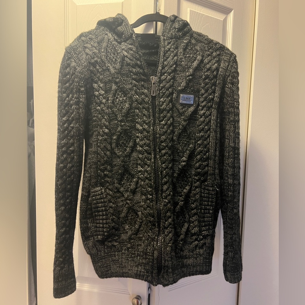 New Charcoal Zip-Up Sweater. Warm.